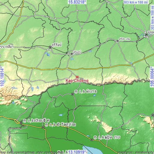 Topographic map of Kap Choeng