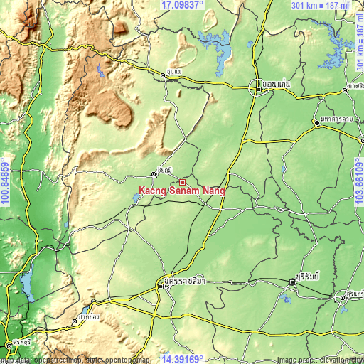 Topographic map of Kaeng Sanam Nang