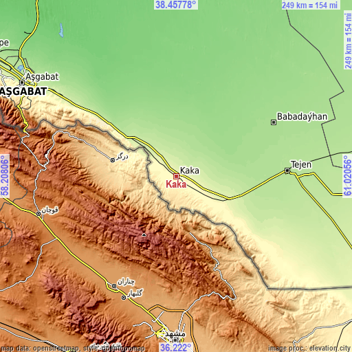 Topographic map of Kaka