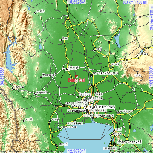 Topographic map of Bang Sai