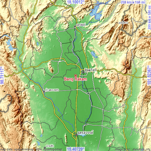 Topographic map of Bang Rakam