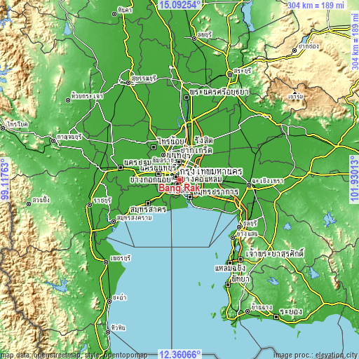 Topographic map of Bang Rak