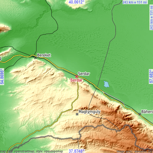 Topographic map of Serdar
