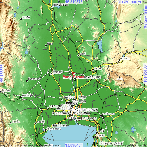 Topographic map of Bang Pahan