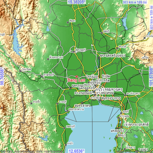 Topographic map of Bang Len