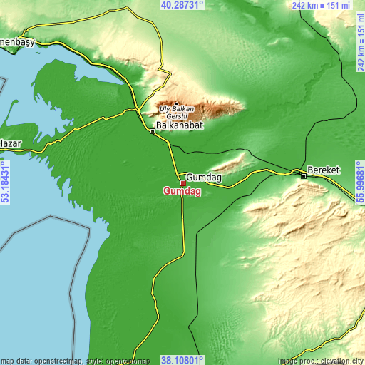 Topographic map of Gumdag