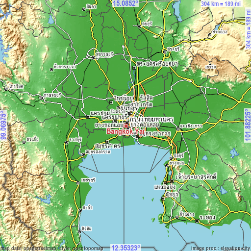 Topographic map of Bangkok Yai