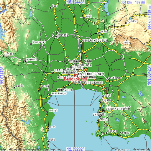Topographic map of Bangkok Noi