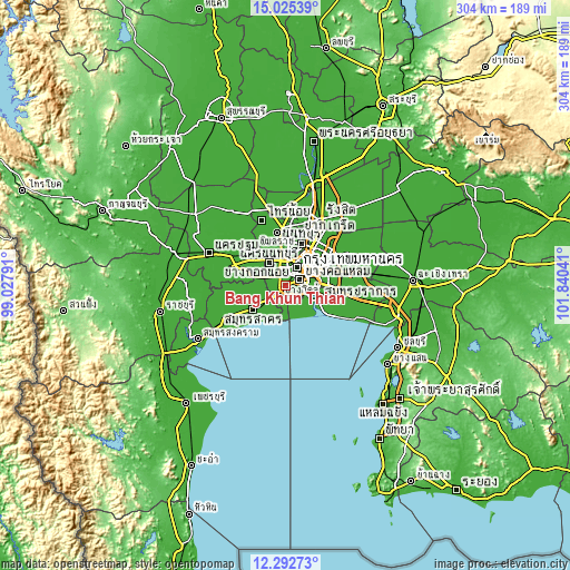 Topographic map of Bang Khun Thian