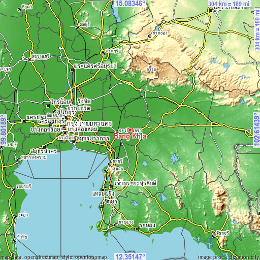 Topographic map of Bang Khla