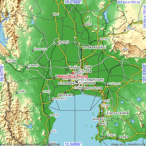 Topographic map of Bang Bua Thong