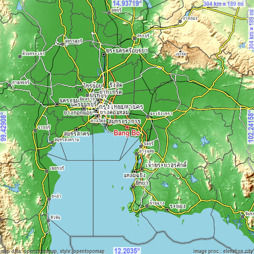 Topographic map of Bang Bo