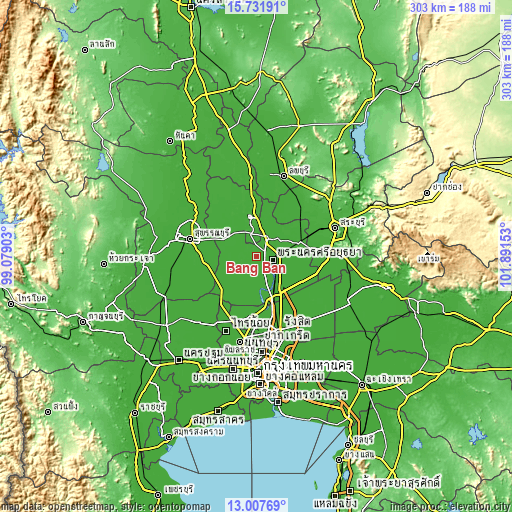 Topographic map of Bang Ban