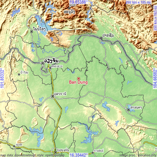 Topographic map of Ban Dung