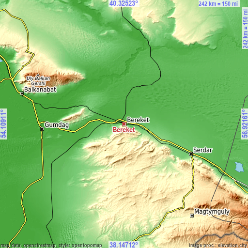 Topographic map of Bereket