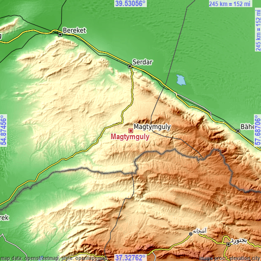 Topographic map of Magtymguly