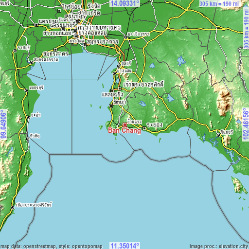 Topographic map of Ban Chang