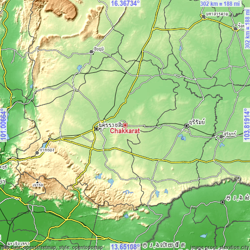 Topographic map of Chakkarat