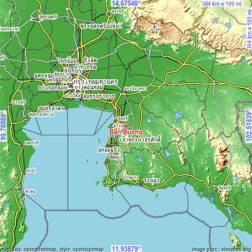 Topographic map of Ban Bueng