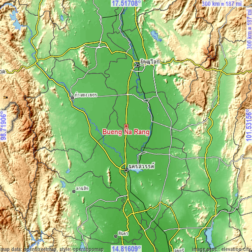 Topographic map of Bueng Na Rang