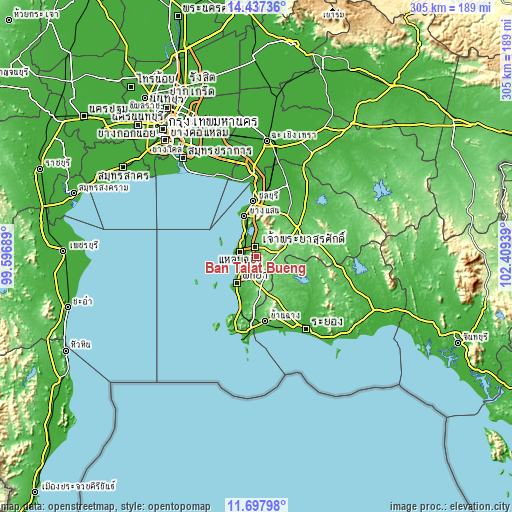 Topographic map of Ban Talat Bueng