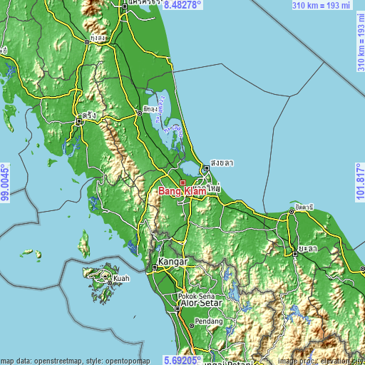 Topographic map of Bang Klam