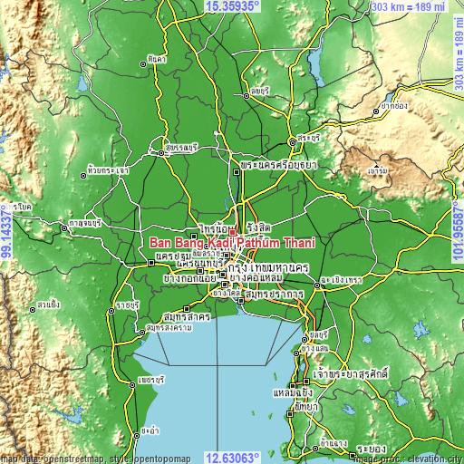 Topographic map of Ban Bang Kadi Pathum Thani