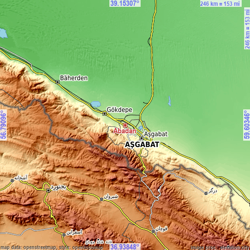 Topographic map of Abadan