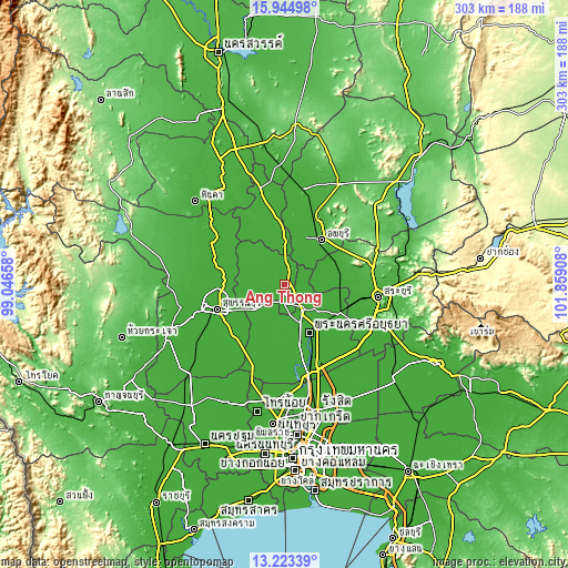 Topographic map of Ang Thong