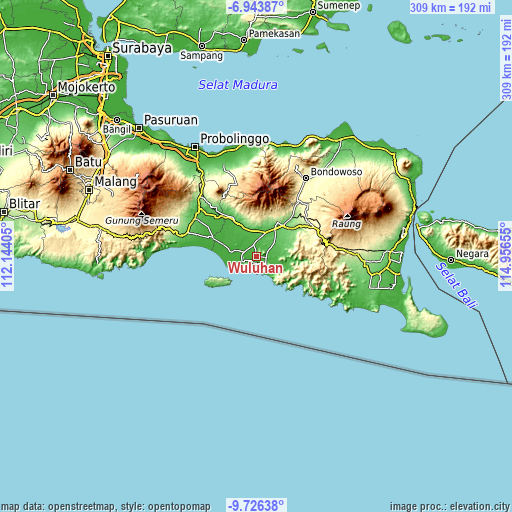 Topographic map of Wuluhan