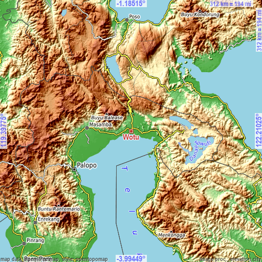 Topographic map of Wotu