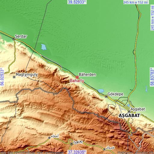 Topographic map of Baharly