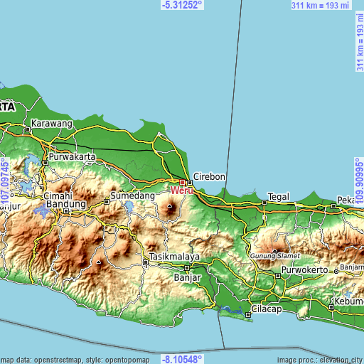 Topographic map of Weru