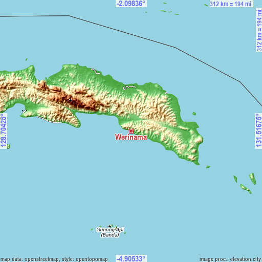 Topographic map of Werinama