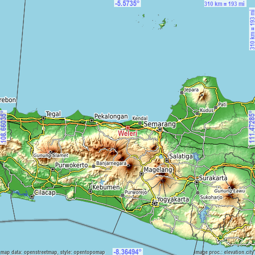 Topographic map of Weleri