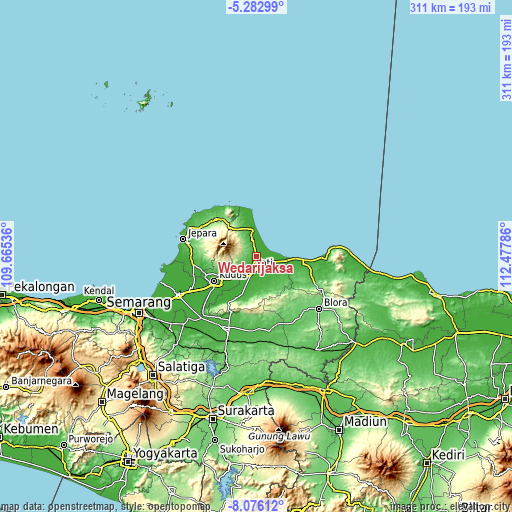 Topographic map of Wedarijaksa