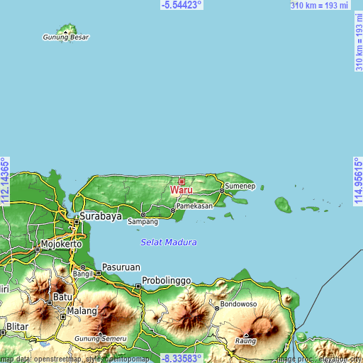 Topographic map of Waru