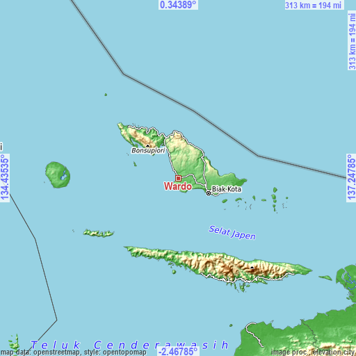Topographic map of Wardo