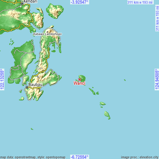 Topographic map of Wanci