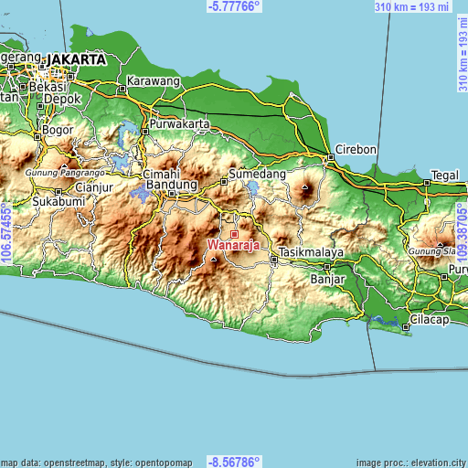 Topographic map of Wanaraja