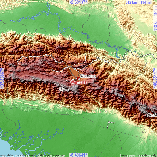 Topographic map of Wamena
