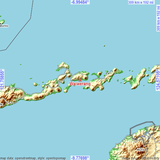 Topographic map of Waiwerang