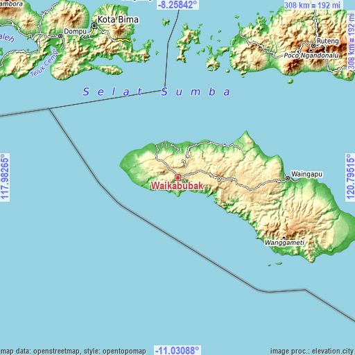 Topographic map of Waikabubak