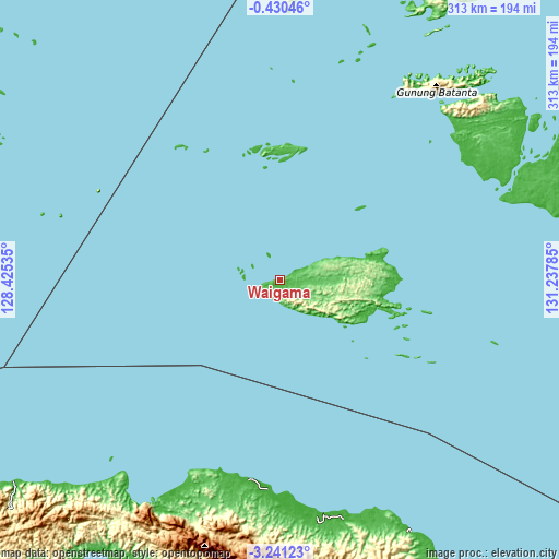 Topographic map of Waigama