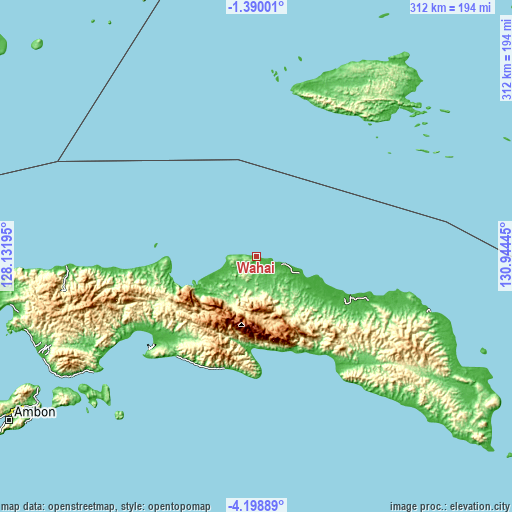 Topographic map of Wahai