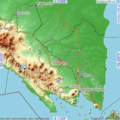 Topographic map of Ketapang