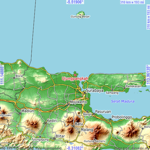 Topographic map of Ujungpangkah