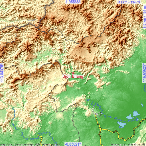 Topographic map of Ujoh Bilang