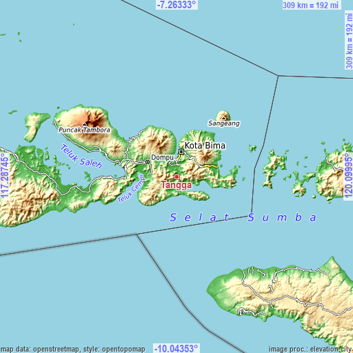 Topographic map of Tangga