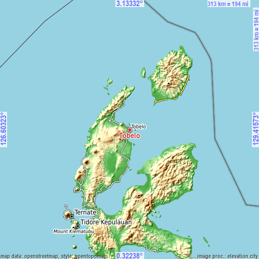Topographic map of Tobelo